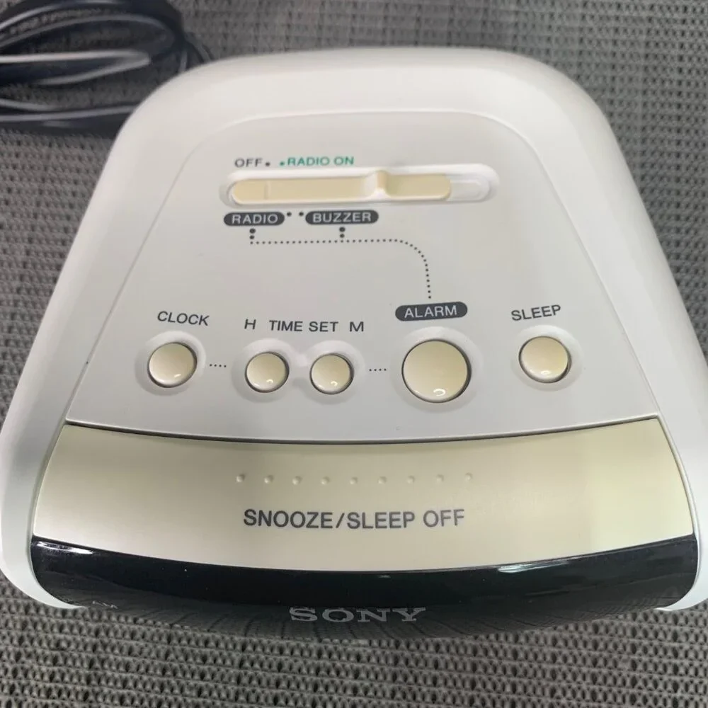 Sony White and Black Alarm Clock Radio